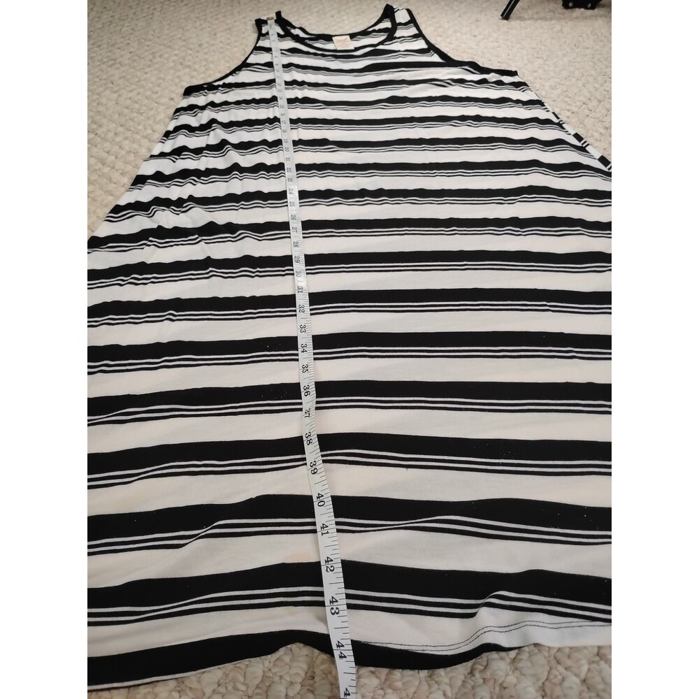 Black & White Striped Sleeveless Tank Dress Size 2X Stretch Relaxed Light Flowy - Picture 4 of 7
